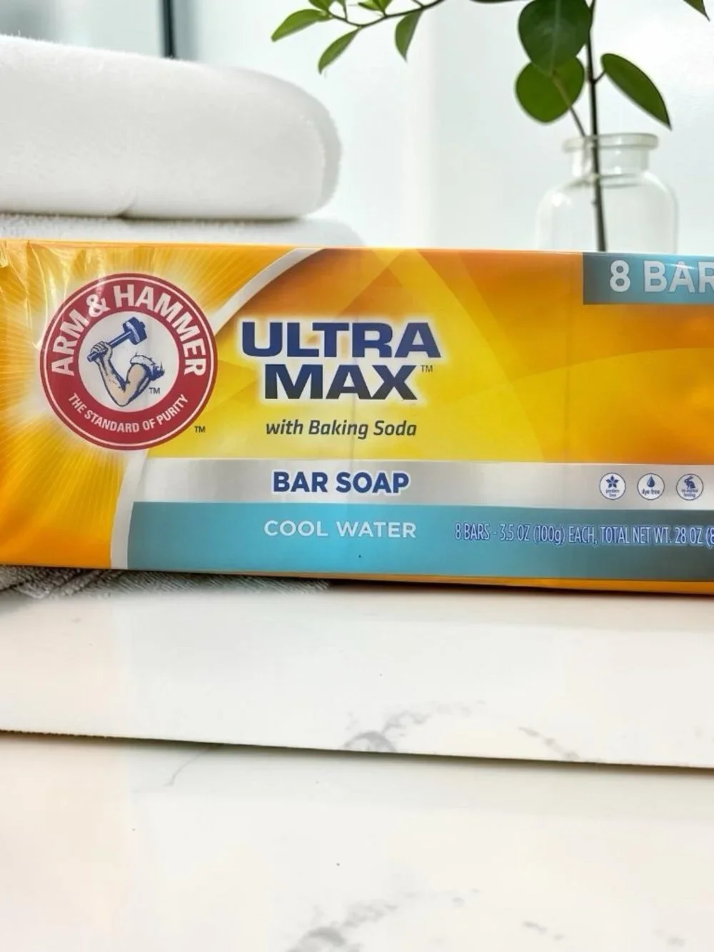 New And Sealed TWO 8-Packs Arm & Hammer Ultra Max Bar Soap Cool Water 3.5 oz ea